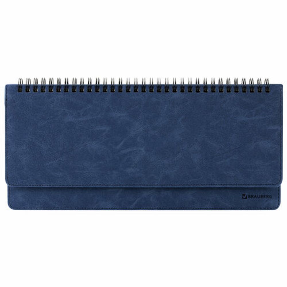 Планинг настольный недатированный (305x140 мм) BRAUBERG "Status", под кожу, 60 л., темно-синий, 113373
