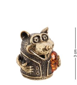 AM-1013 Фигурка «Колокольчик-Крысик» (латунь, янтарь)