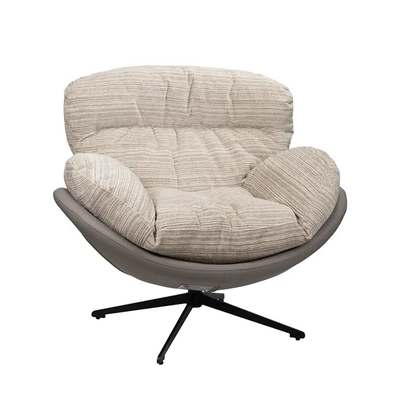 Кресло Tiron серый шенилл, серая экокожа,