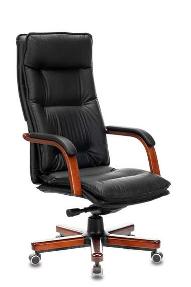 Кресло руководителя Бюрократ T-9927WALNUT черный кожа крестов. металл/дерево