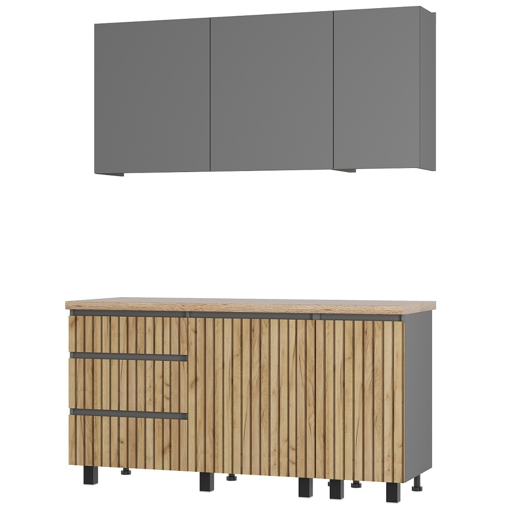 Кухня Шерлок 1,6 м, крафт, графит