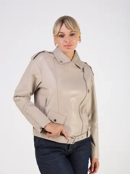 Кожаная куртка демисезонная косуха оверсайз