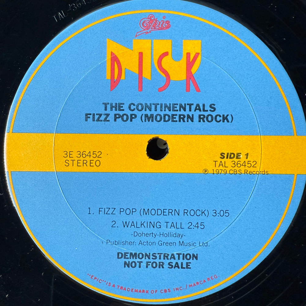 The Continentals – Fizz! Pop! Modern Rock (США 1980г.) 10"
