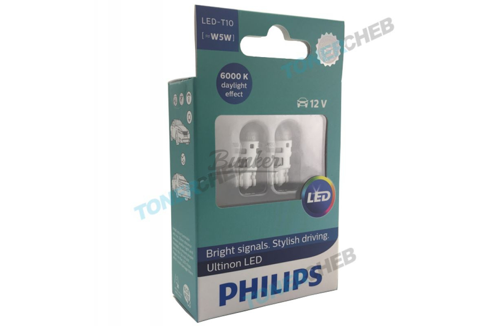 11961ULWX2 Светодиод Philips T10, 6000k, (компл.)