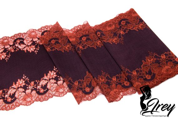 03-239 ОПТ Кружево эластичное 23 см, слива/терракот