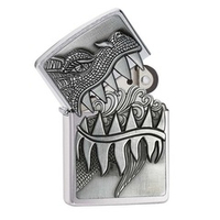 Зажигалка серебристая матовая Zippo 200 Fire Breathing Dragon с покрытием Brushed Chrome