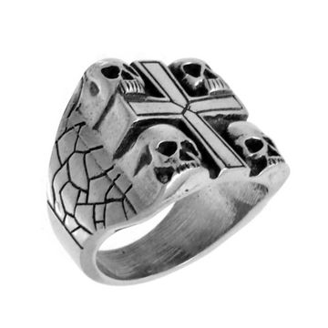 Перстень Крест с черепами