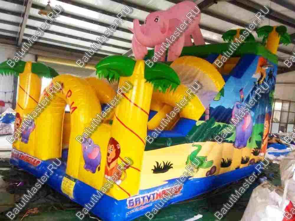 Детский надувной батут-горка "Задорный слонёнок"