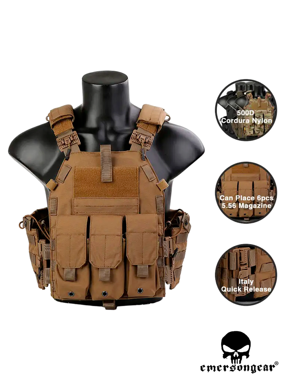 Бронежилет EmersonGear Quick Release 094K Style Plate Carrier (EM7405CB). Койот