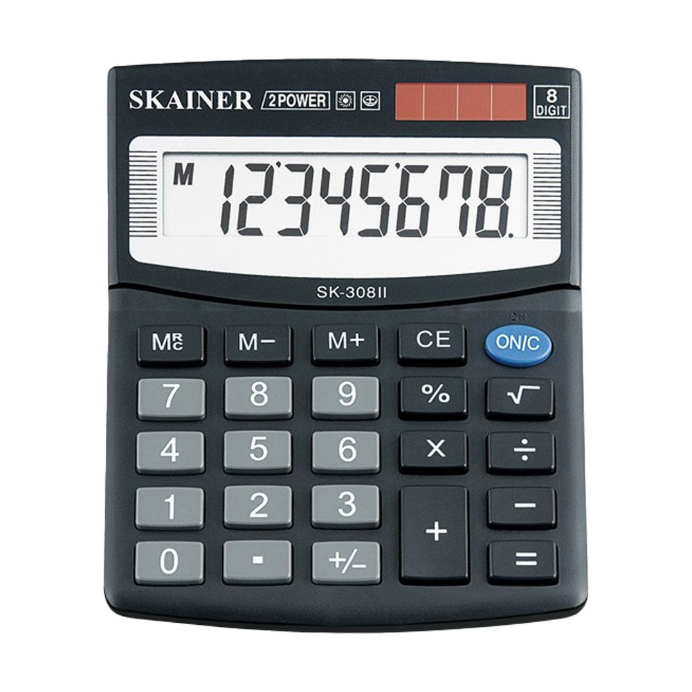 Калькулятор настольный SKAINER 8 Bit, LCD, 12.4*10*3.2 см, чёрный