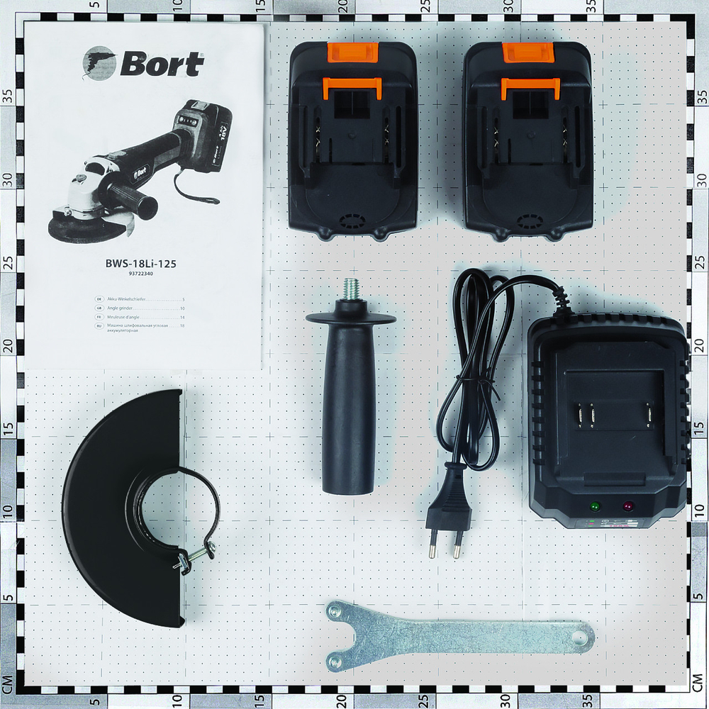 Машина шлифовальная угловая аккумуляторная BORT BWS-18Li-125 (2*4Ач+ЗУ)