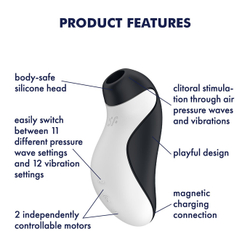 Вакуумно-волновой стимулятор с вибрацией Satisfyer Orca, черно-белый