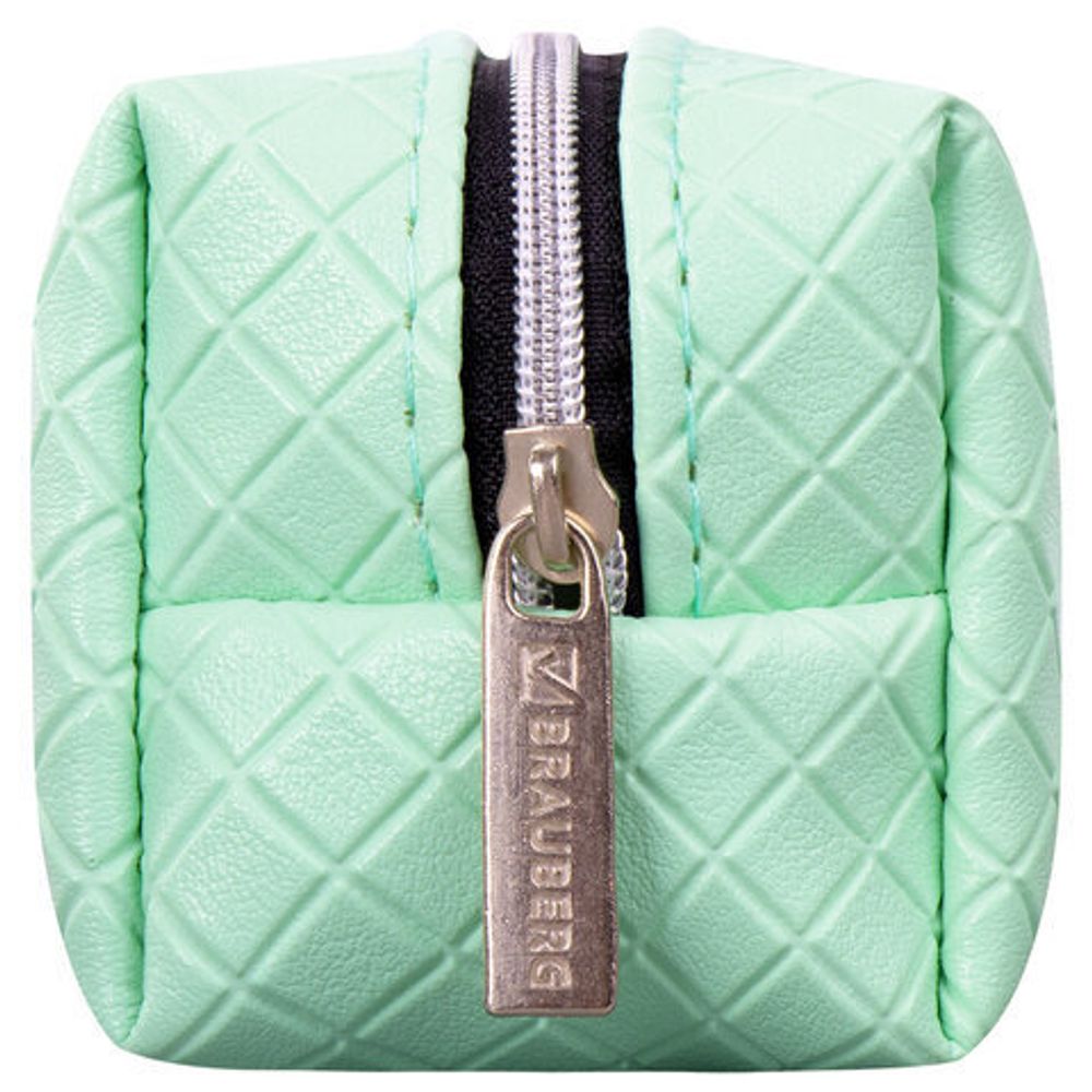 Пенал-косметичка BRAUBERG, матовый, мягкий, "Celebrity", мятный, 21х5х6 см, 228994