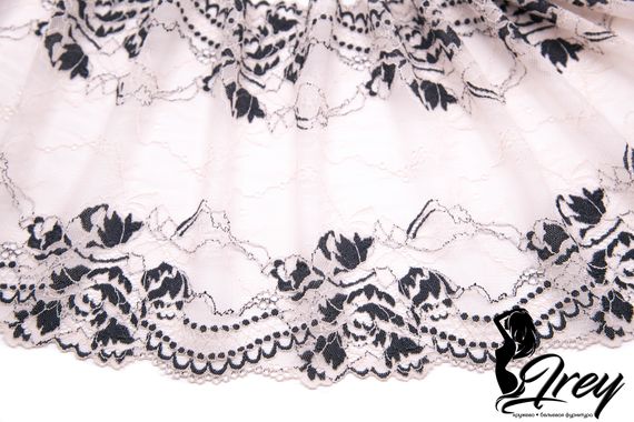 03-210 Кружево эластичное 22 см, пион/черный