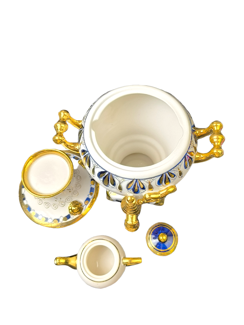 Статуэтка "Самовар с заварочным чайничком" Гжель