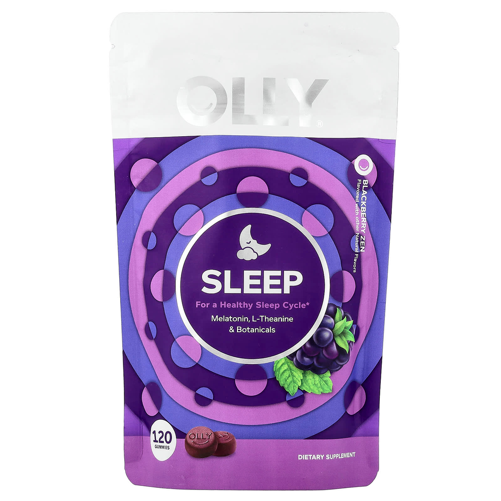 OLLY, жевательные таблетки для сна, со вкусом ежевики, 120 жевательных таблеток