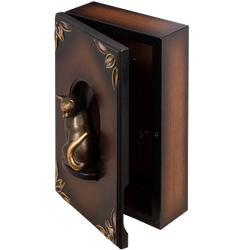 Полка - ключница Кошка Грация Орех Бронза