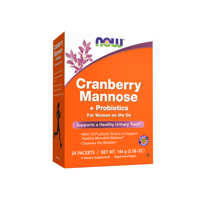 Клюква, манноза и пробиотики, Cranberry Mannose + Probiotics Packets, Now Foods, 24 пакетика по 6 г