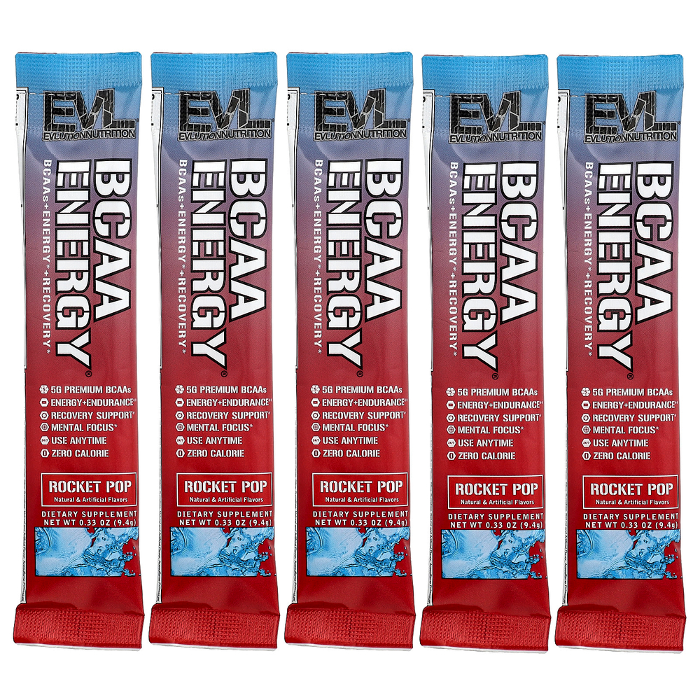 EVLution Nutrition, BCAA Energy®, Rocket Pop, 5 пакетиков по 9,4 г (0,33 унции)