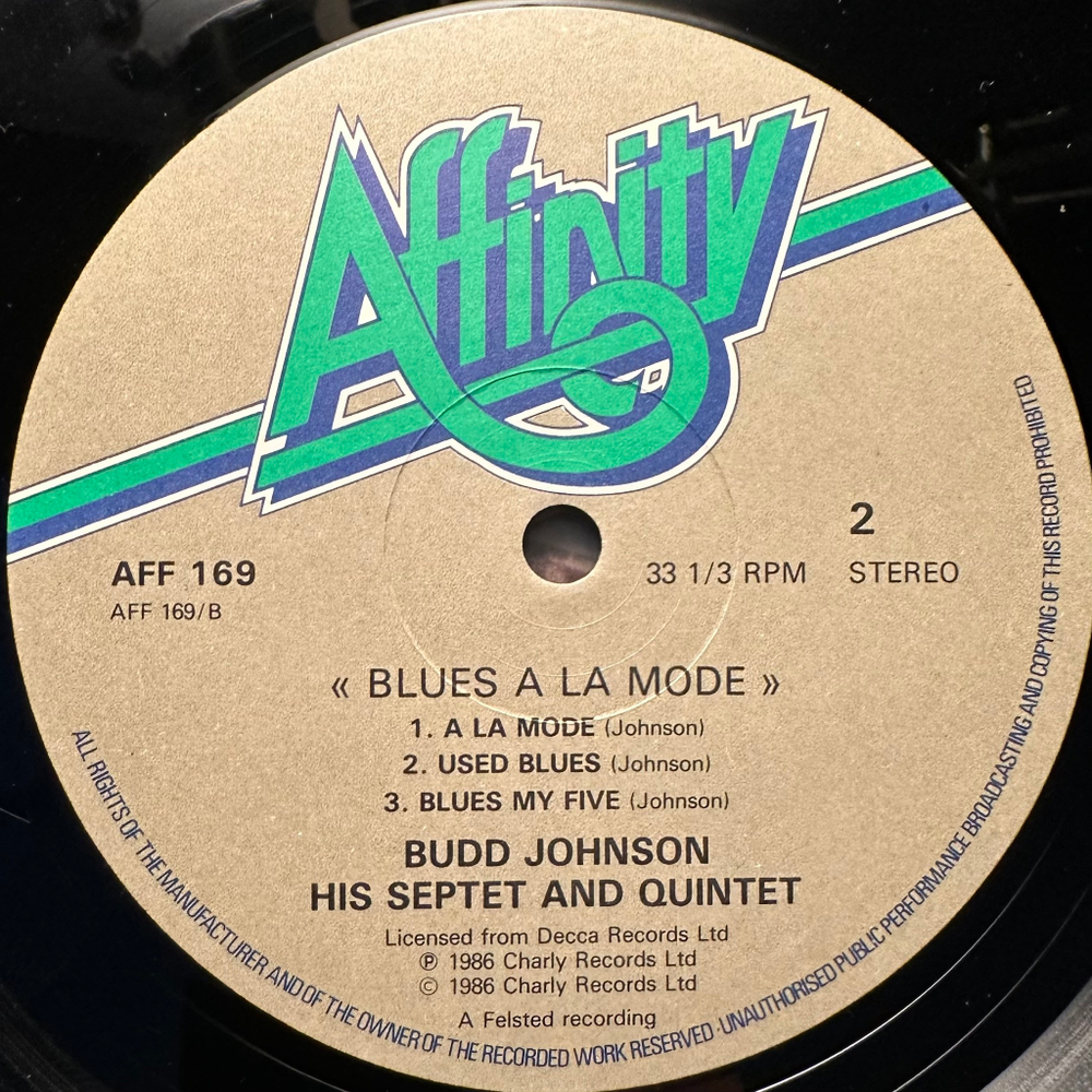 Budd Johnson - Blues A La Mode (Англия 1986г.)