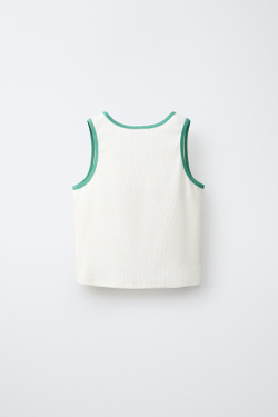 ZARA ТОП В СТИЛЕ ПРЕППИ, ЭКРЮ