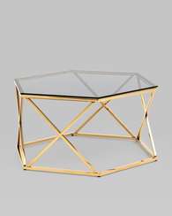 Журнальный столик Круз 93*80 стекло smoke сталь золото