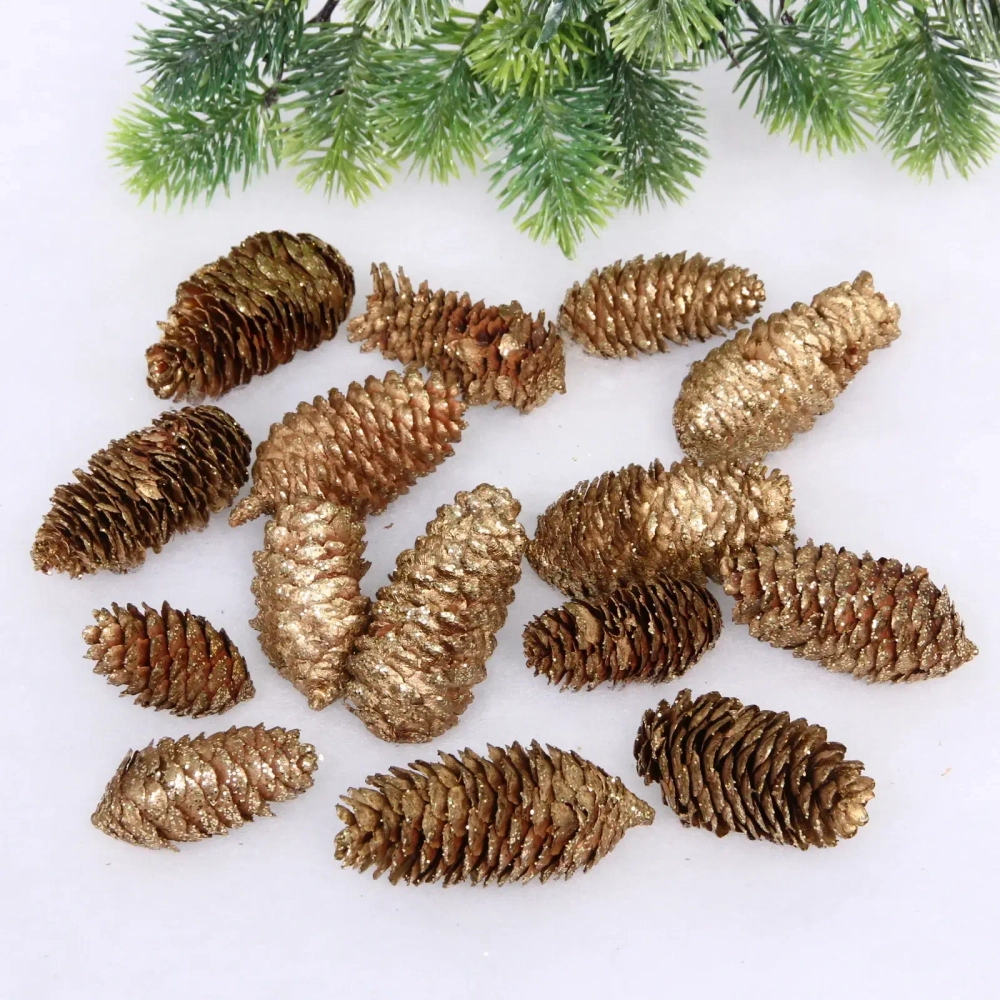 Композиция для декора «Сказочные шишки» 10*10*13 см (120 гр), шампань