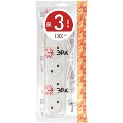 Удлинитель электрический ЭРА UX-4-3m без заземления 4 розетки 3м ПВС 2 x 0,75 мм2 6А белый