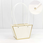 Пакет подарочный 21х13х10.5см Ваза для цветов с золотой рамкой (Белый)