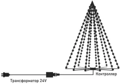 Комплект освещения для высотной ели 7 метров, 1500 LED ламп, черный ПВХ, BEAUTY LED (ELC2/7-11)