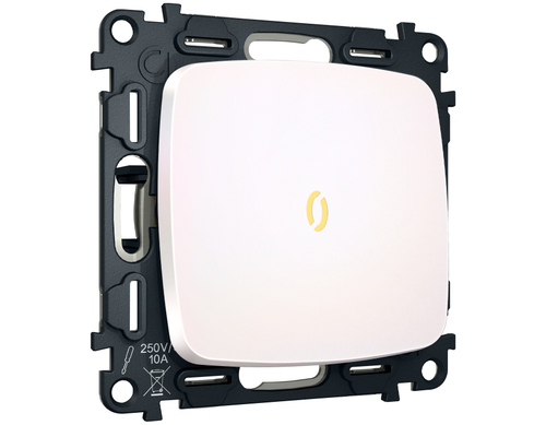 MO202030 Комплект механизма 1-кл проходного выключателя с подсветкой 3200K OMEGA Жемчуг QUANT (OP2020, VM105, G22Y)