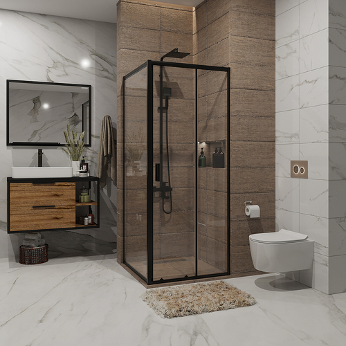 Душевой уголок Niagara Nova 80х100 NG-82-8AB-A100B профиль Черный стекло прозрачное