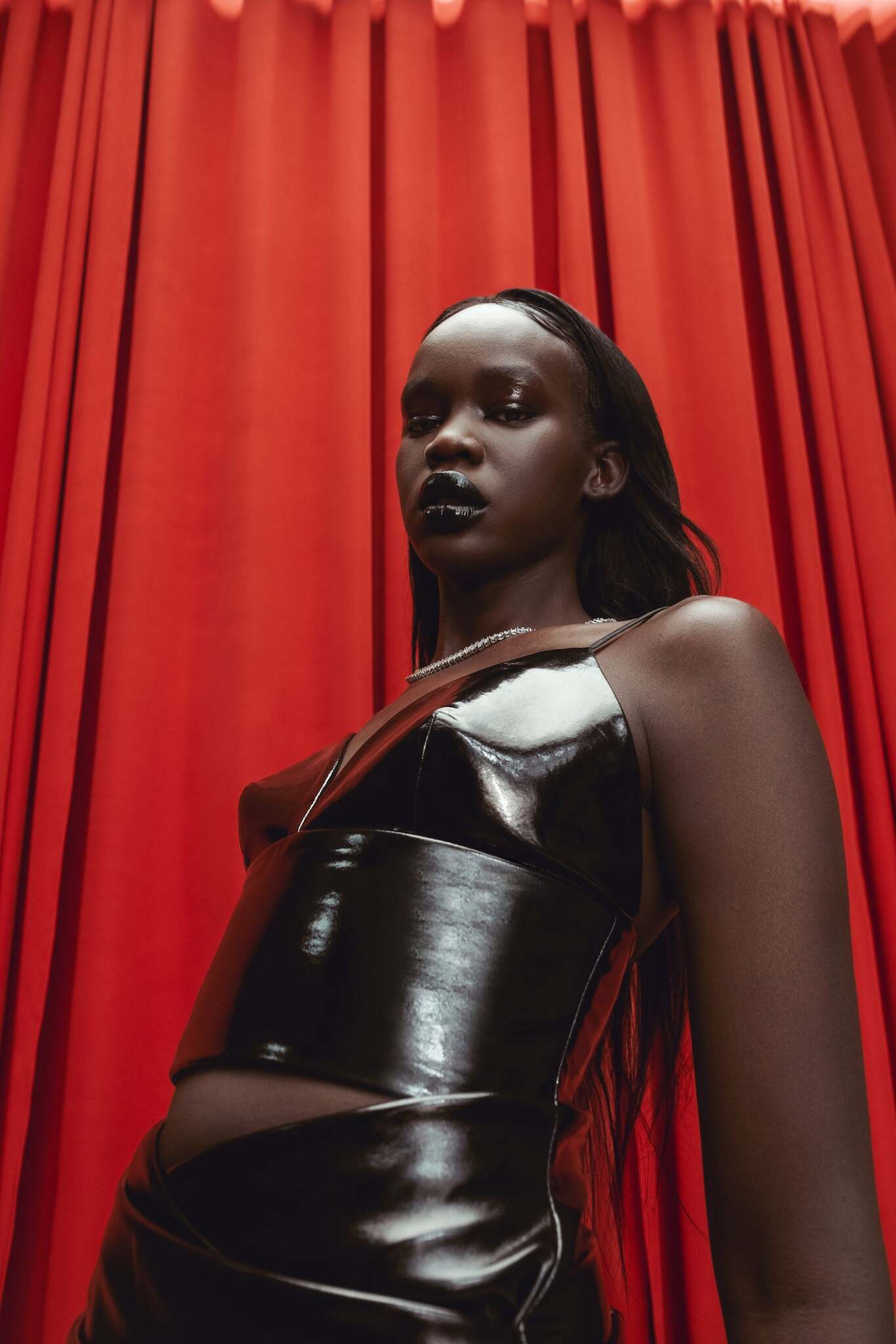 Укороченный топ-бюстье из лаке