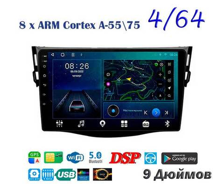 Topway TS10 4+32GB 8 ядер для Toyota Rav 4, Vanguard  2005-2013