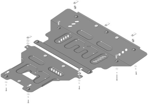 Защита картера двигателя, КПП, Гидроусилителя. 2 мм, Сталь. для Audi A6 Allroad 2012-2018, Motodor.70105