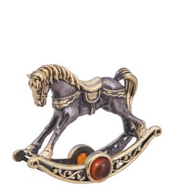 AM-4245 Фигурка «Лошадка Качалка» мал. (латунь, янтарь)