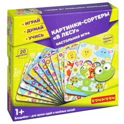 Картинки-сортеры. "В ЛЕСУ" 3 в 1 Играй Думай Учись Bondibon 1+ Карточки Сегена