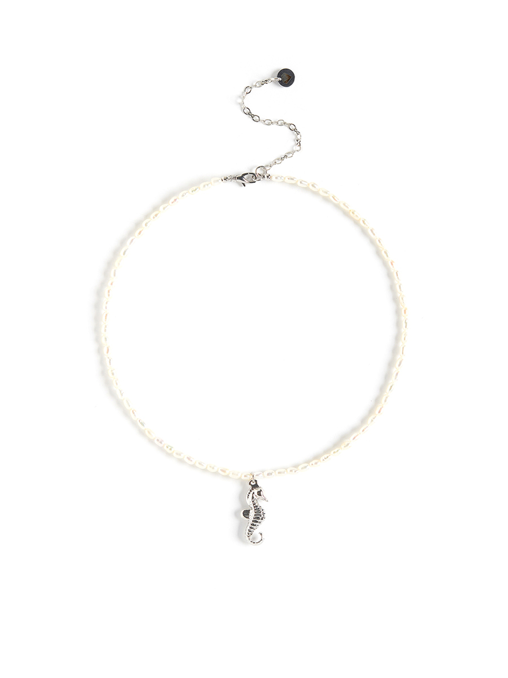Колье "Pearl seahorse" Silver