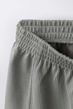 ZARA БРЮКИ WIDE LEG В РУБЧИК ИЗ МОДАЛА, СЕРЫЙ