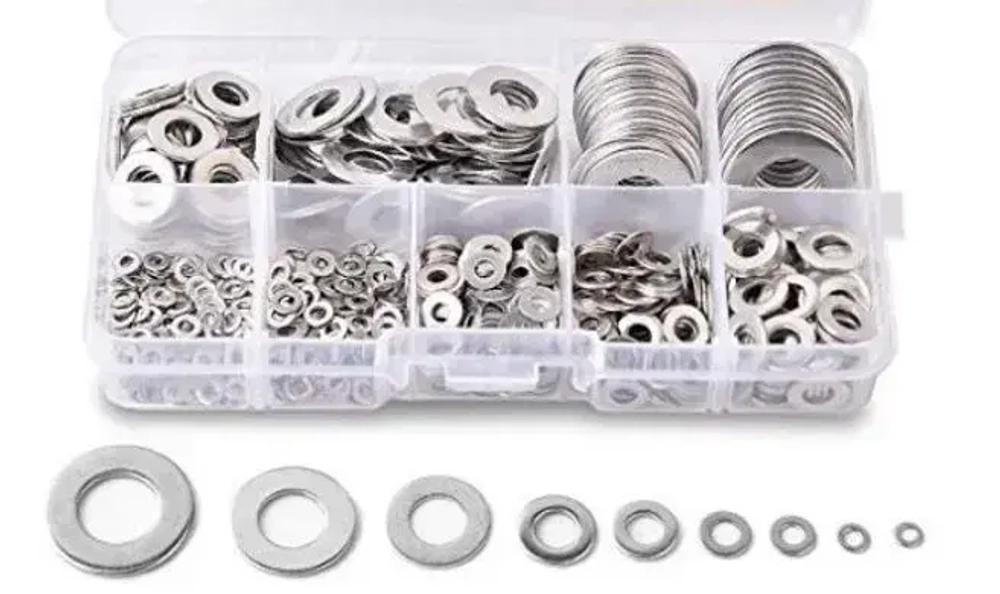 Шайба плоская нержавеющая М2- М12, 684 штуки нержавейка сталь A2 (AISI 304)