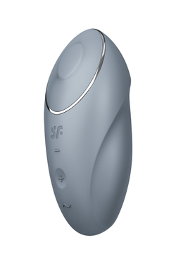 Вибромассажер Satisfyer Tap & Climax 1, силикон, серо-голубой, 11 см