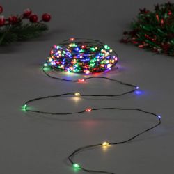 ULD-S3000-300-DGA MULTI IP20 DEW Гирлянда светодиодная Роса. 30м. 300 светодиодов. Разноцветный свет. Провод зеленый. ТМ Uniel