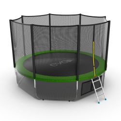 EVO JUMP External 12ft (Green) + Lower net. Батут с внешней сеткой и лестницей, диаметр 12ft (зеленый) + нижняя сеть
