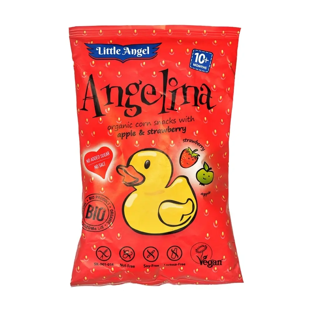 Кукурузные снеки с яблоком и клубникой органические без глютена Little Angel, 30 г
