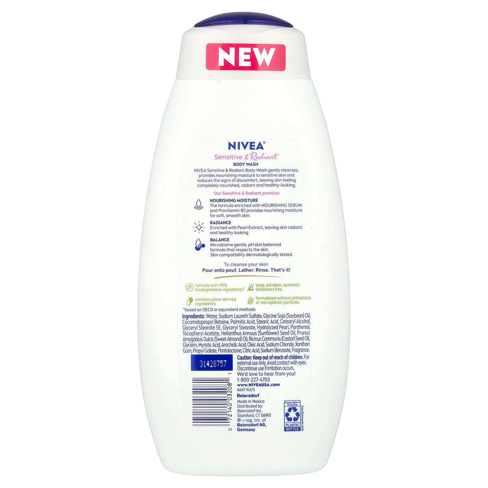 Nivea, Гель для чувствительного и сияющего тела с питательной сывороткой, 591 мл (20 жидк. унц.)