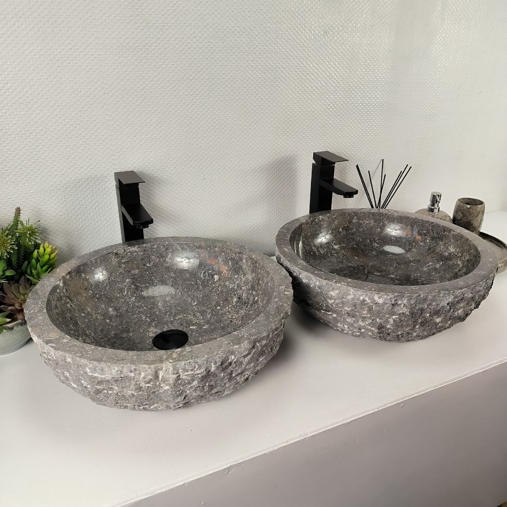 Раковина из мрамора ПАРА! Erozy Grey EM-64531 46*46*15 0186