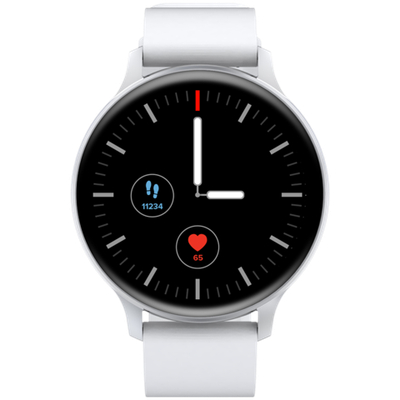 CANYON Badian SW-68, Smartwatch, Realtek 8762CK, 1.28''TFT 240x240px; RAM : 160KB,  Lithium-ion polymer battery, 3.7V 190mAh Include, Silver Zinc alloy middle frame + plastic bottom case+ white Silicone strap + silver strap buckle, 44.9x 10.9mm, strap: 20x220mm, 50.64g