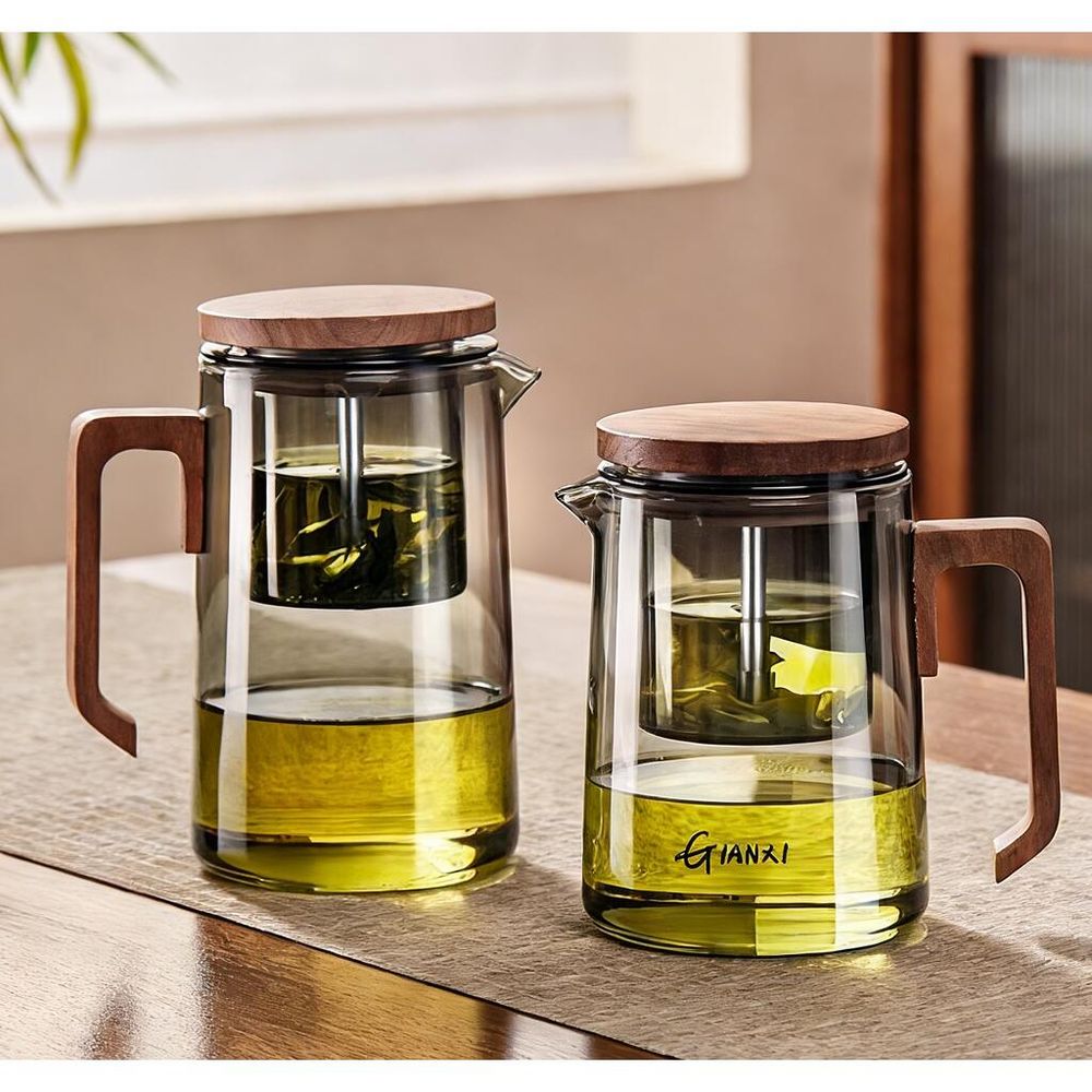 Чайник 600 мл с фильтром типод Гунфу серое стекло d 9,6 см h16 см пуш механизм слива термостекло