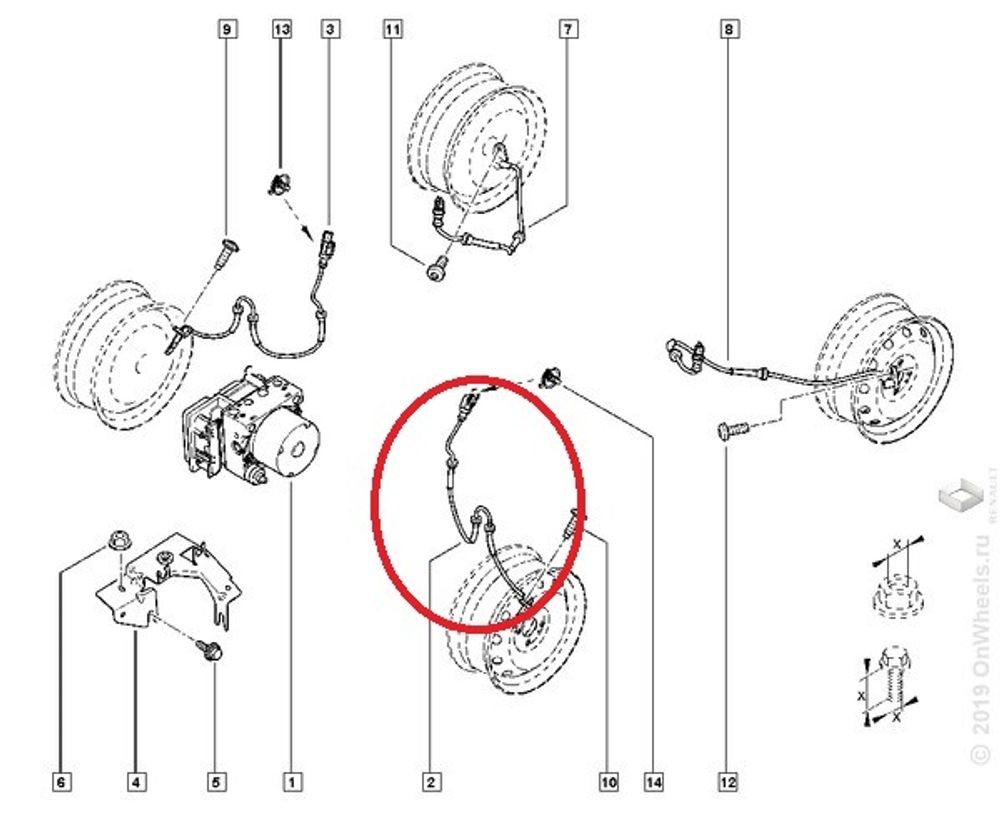 Датчик ABS Renault Logan II Sandero II перед. (Renault)