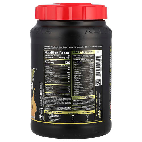 ALLMAX, GOLD ALLWHEY®, сывороточный протеин премиального качества, шоколадно-арахисовая паста, 907 г (2 фунта)